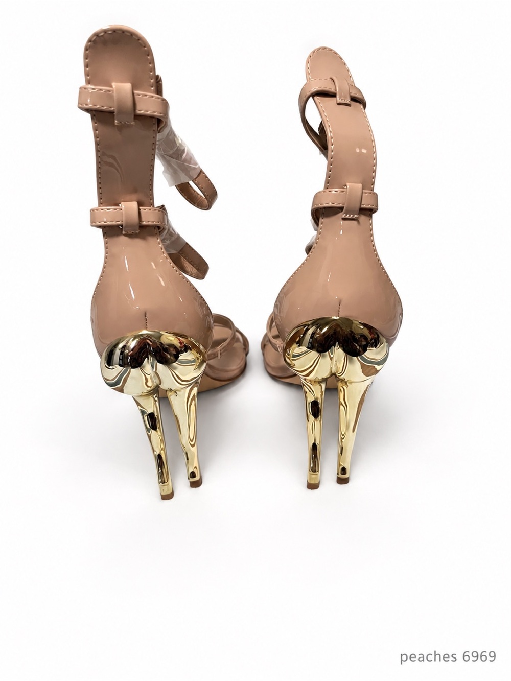 Gorgeous Gold Metallic sculptured Strappy High Heel Sandals